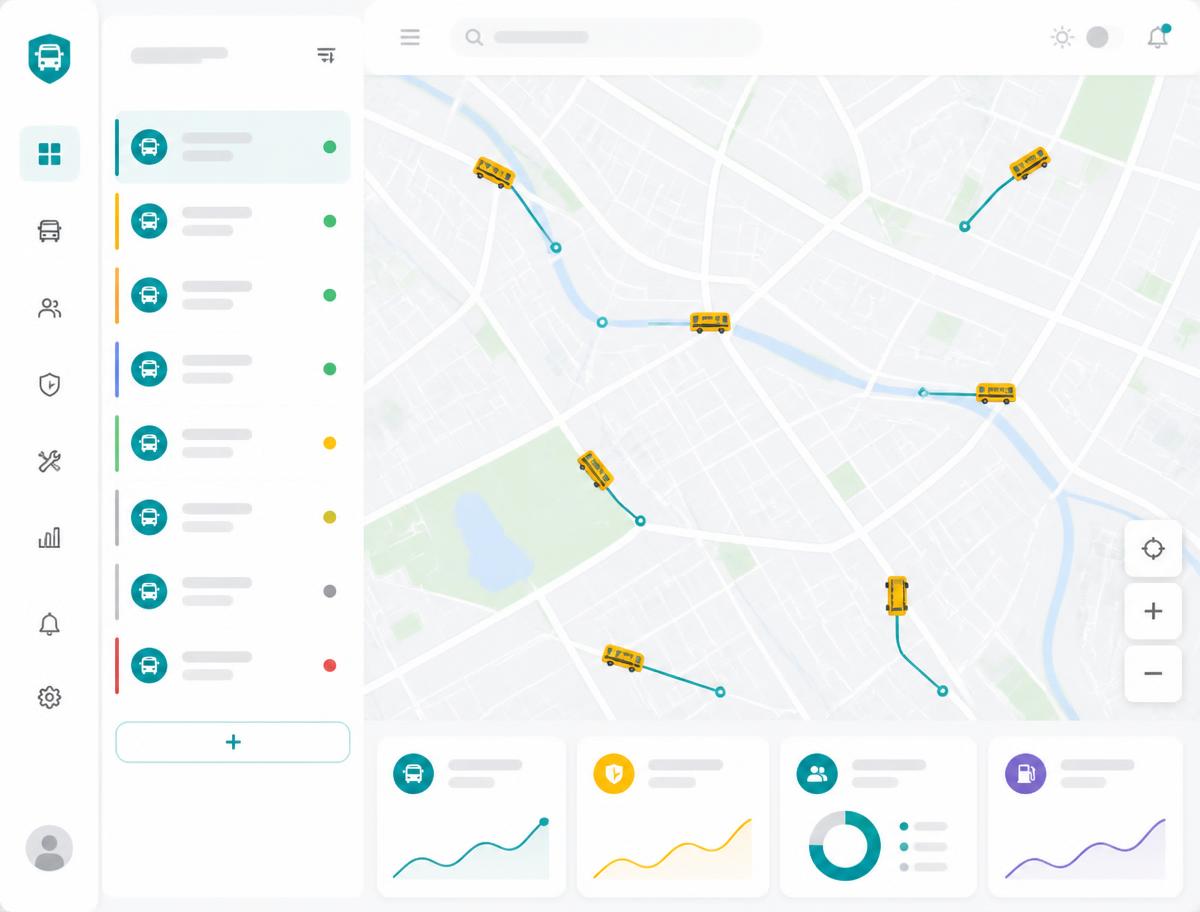 Tarheel administrator dashboard showing live fleet positions on a map
